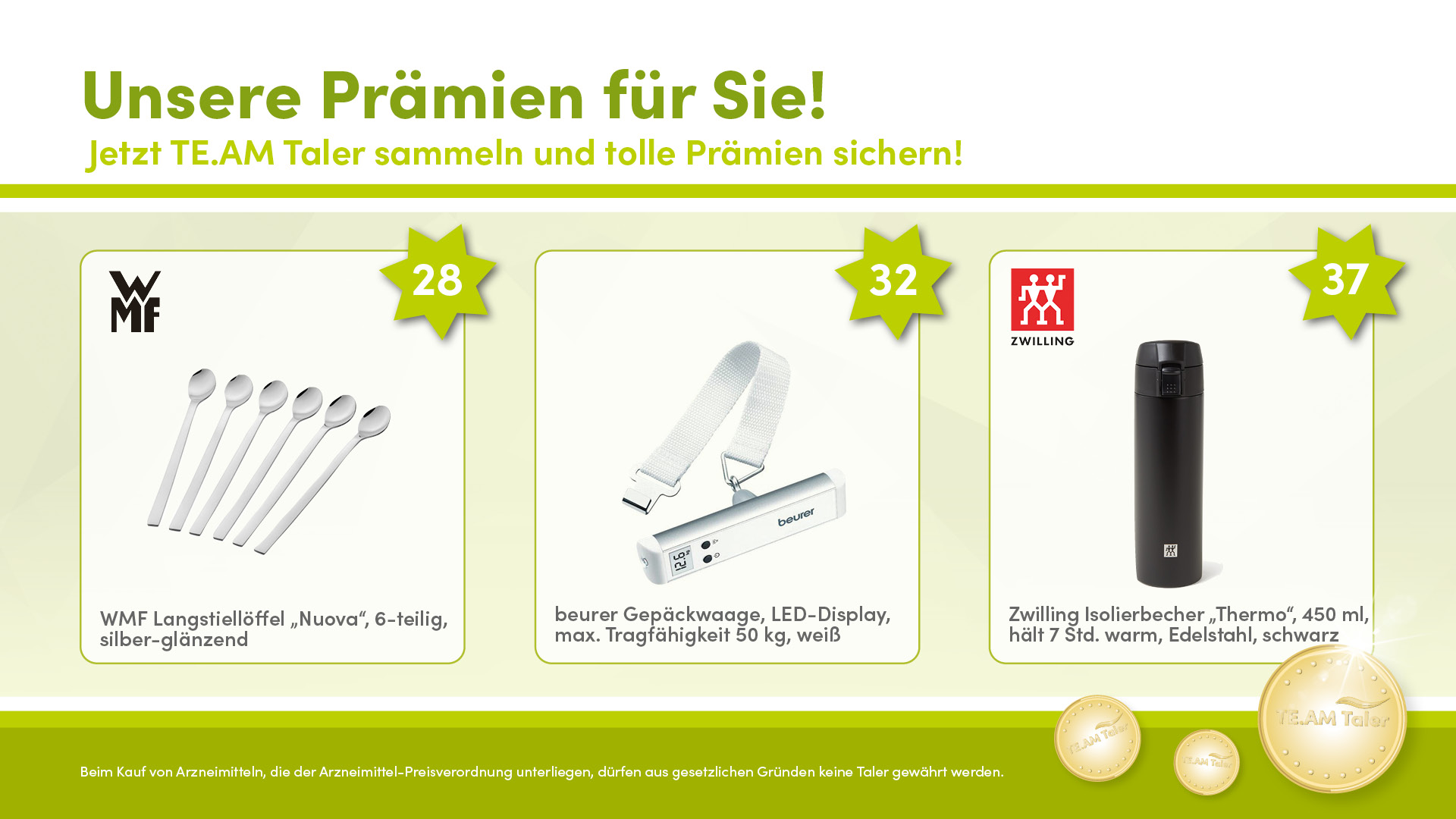 Prämien von Zwilling, Beurer und WMF
