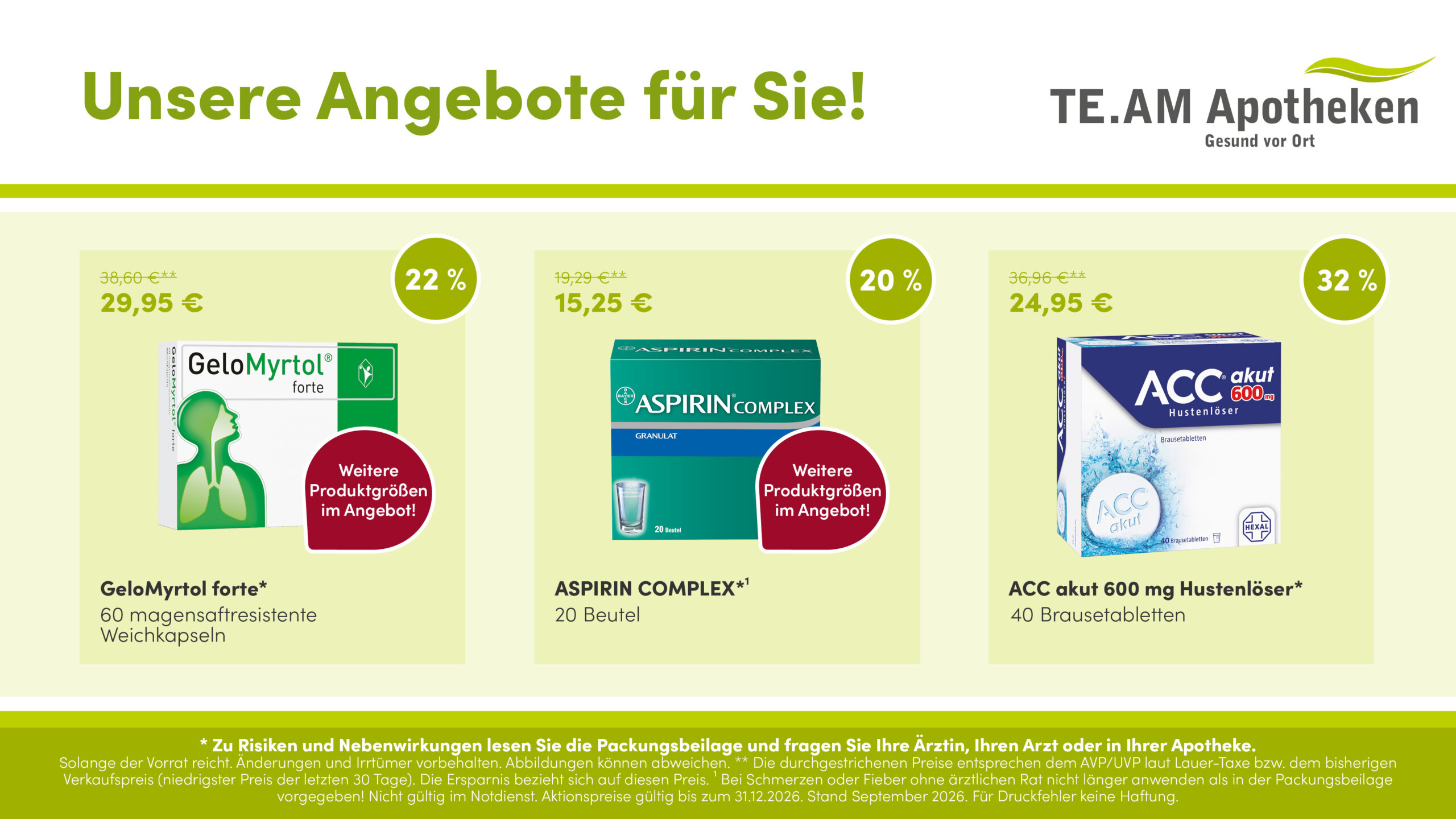 Angebote Oktober bis Dezember