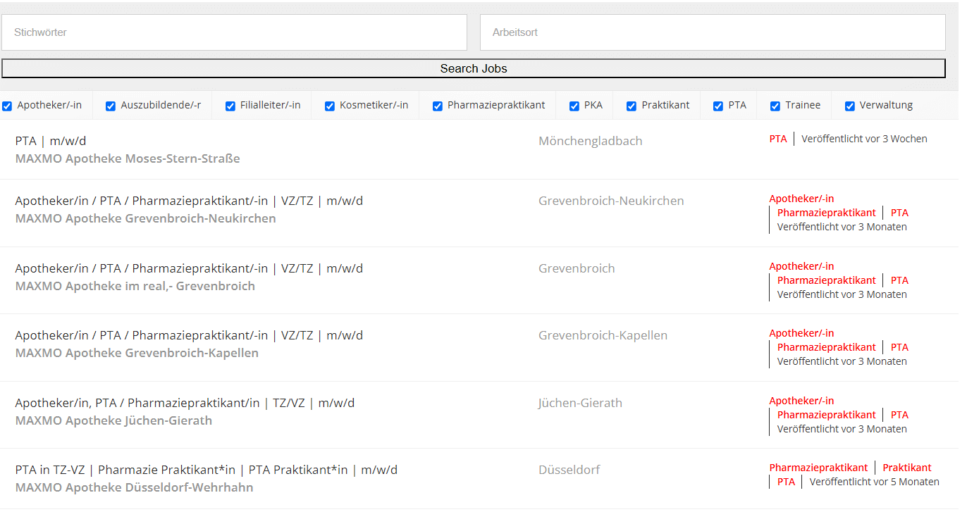Bsp. Plug In Job Board HP TE.AM Apotheken Karriere