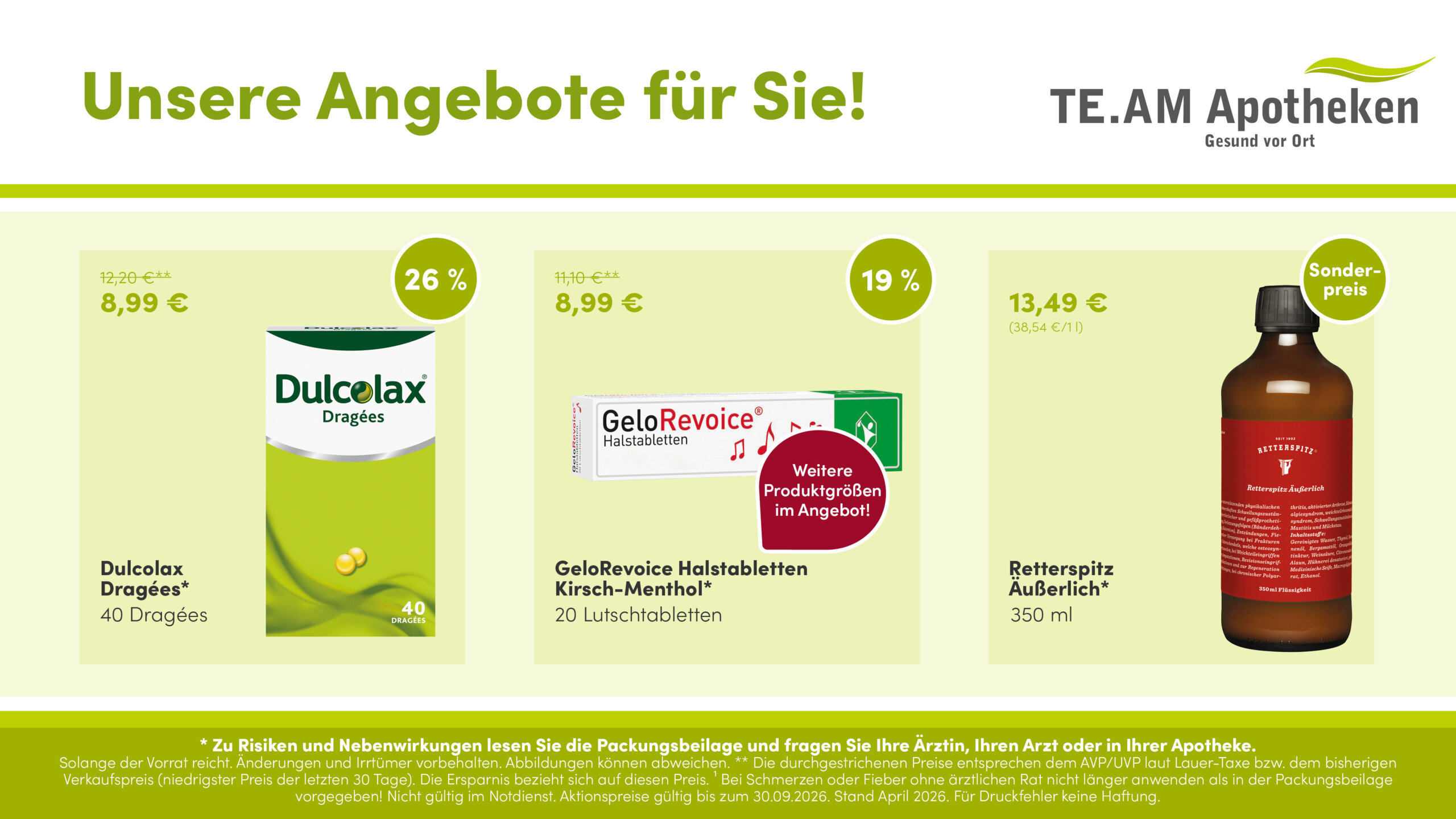 Angebote 2026 Juli bis September