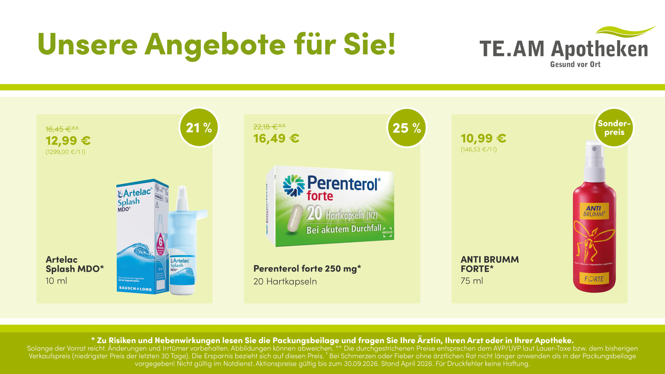 Angebote 2026 Juli bis September